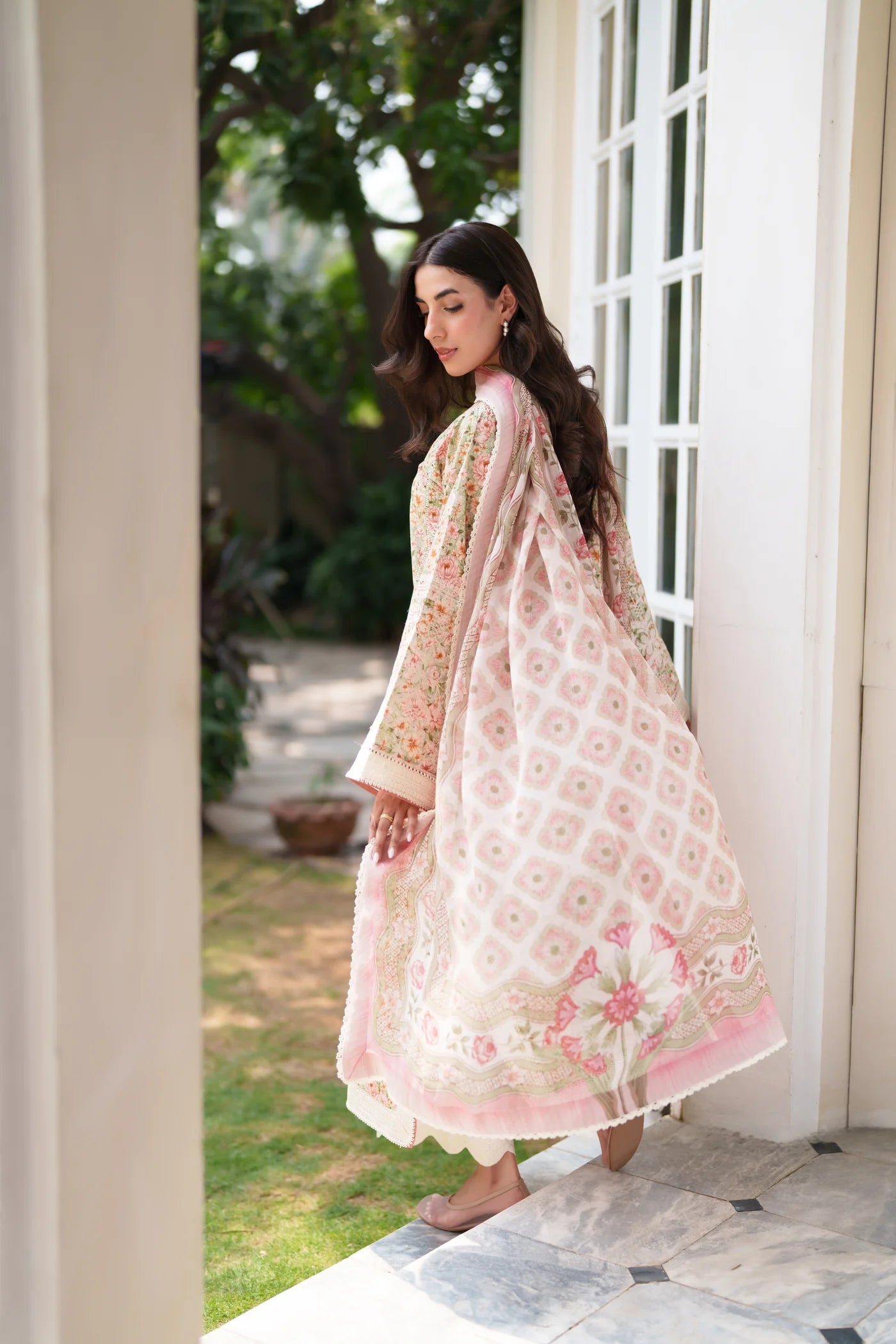 SOFT PISTACHIO LUXURY EMBROIDERED PRINTED PREMIUM COTTON 3PCS SET (NEL-26630) | DEAR MONSOON | ZAIB