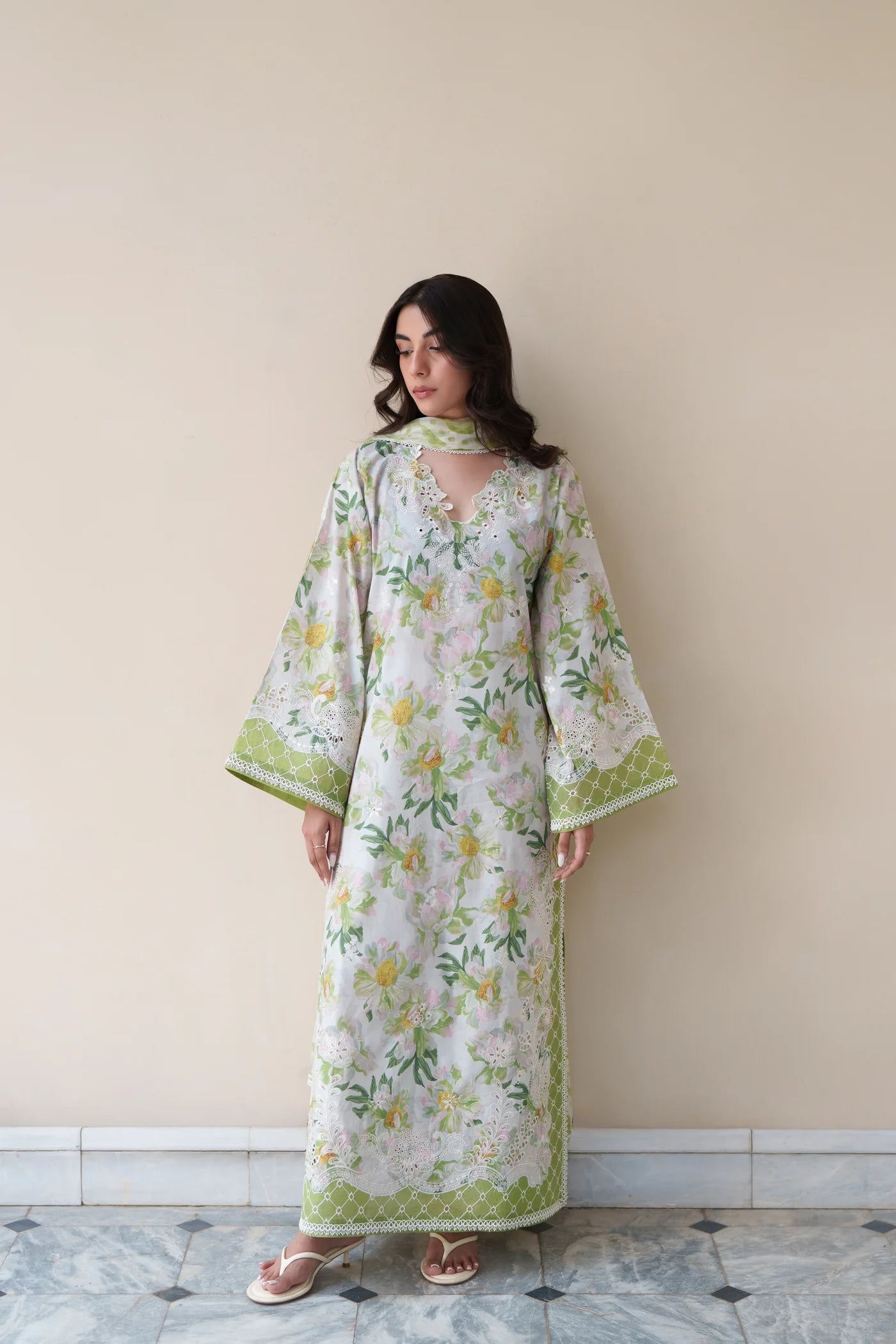 GARDENIA LUXURY EMBROIDERED PRINTED PREMIUM COTTON 3PCS SET (NEL-26627) | DEAR MONSOON | ZAIB