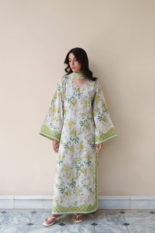 GARDENIA LUXURY EMBROIDERED PRINTED PREMIUM COTTON 3PCS SET (NEL-26627) | DEAR MONSOON | ZAIB