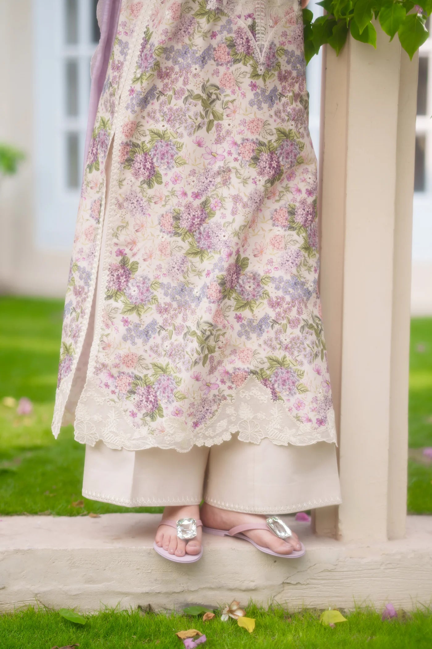 LOVE LILAC LUXURY EMBROIDERED PRINTED PREMIUM COTTON 3PCS SET (NEL-26631) | DEAR MONSOON | ZAIB