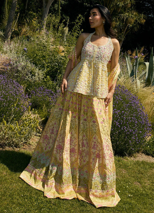 Jamaya Peplum With Printed Lehenga | MALA DESTINATION WEDDING | FARAH TALIB AZIZ