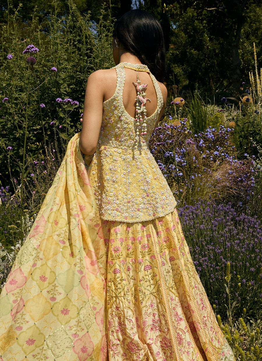 Jamaya Peplum With Printed Lehenga | MALA DESTINATION WEDDING | FARAH TALIB AZIZ