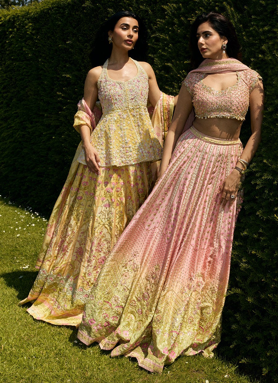 Jamaya Peplum With Printed Lehenga | MALA DESTINATION WEDDING | FARAH TALIB AZIZ