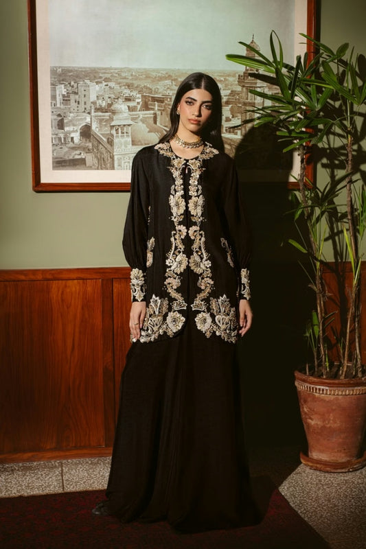 Gilded Monochrome Jacket Set (D-10) | The Overture '26 | Ammara Khan