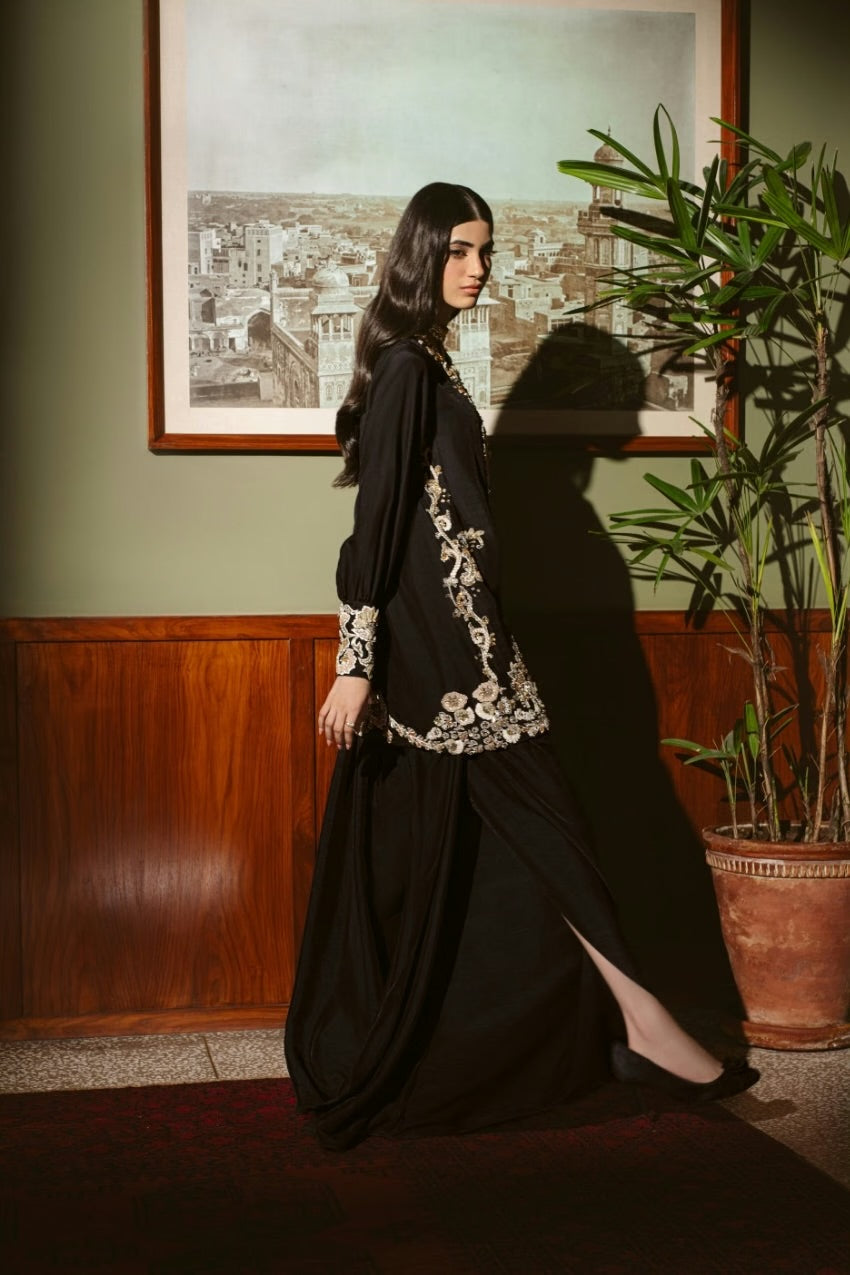 Gilded Monochrome Jacket Set (D-10) | The Overture '26 | Ammara Khan
