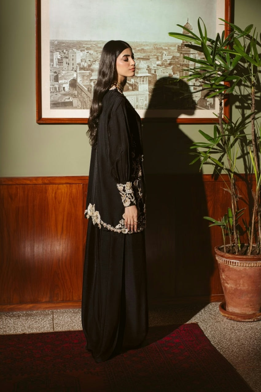 Gilded Monochrome Jacket Set (D-10) | The Overture '26 | Ammara Khan