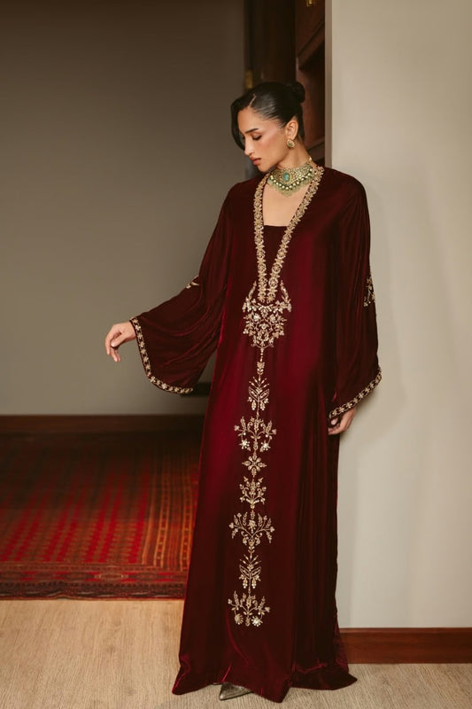 Velvet Rouge Kaftan (D-04) | The Overture '26 | Ammara Khan