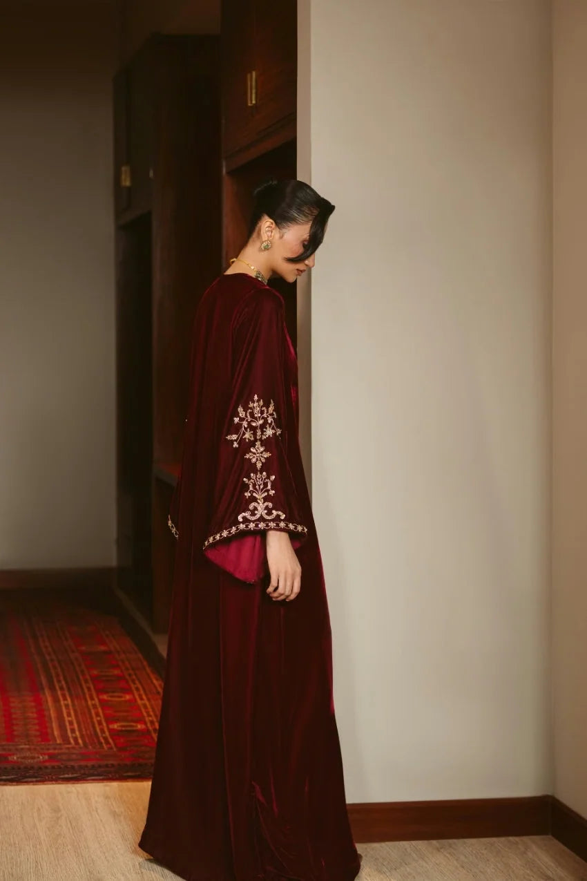 Velvet Rouge Kaftan (D-04) | The Overture '26 | Ammara Khan