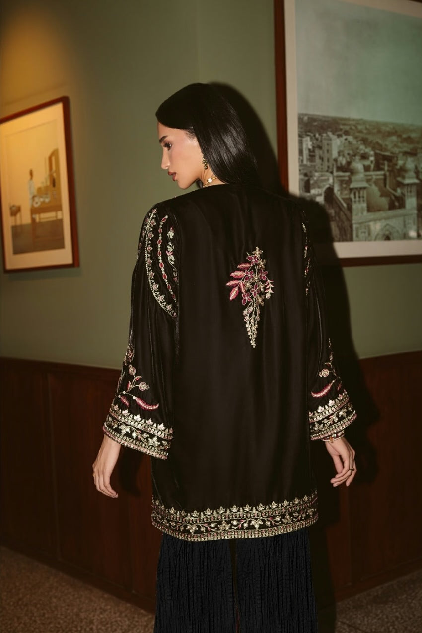 AK Print & Velvet Gharara Set (D-02A) | The Overture '26 | Ammara Khan