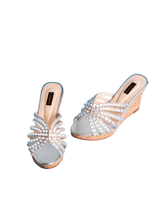 Zeenia Silver Wedges | L'AMOUR | FOOTWEAR