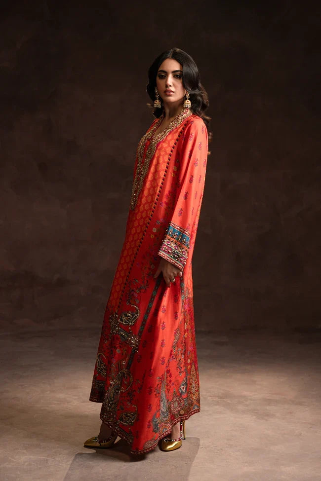 Festive Orange Kaftan (D-03) | Ronaq '26 | Ammara Khan