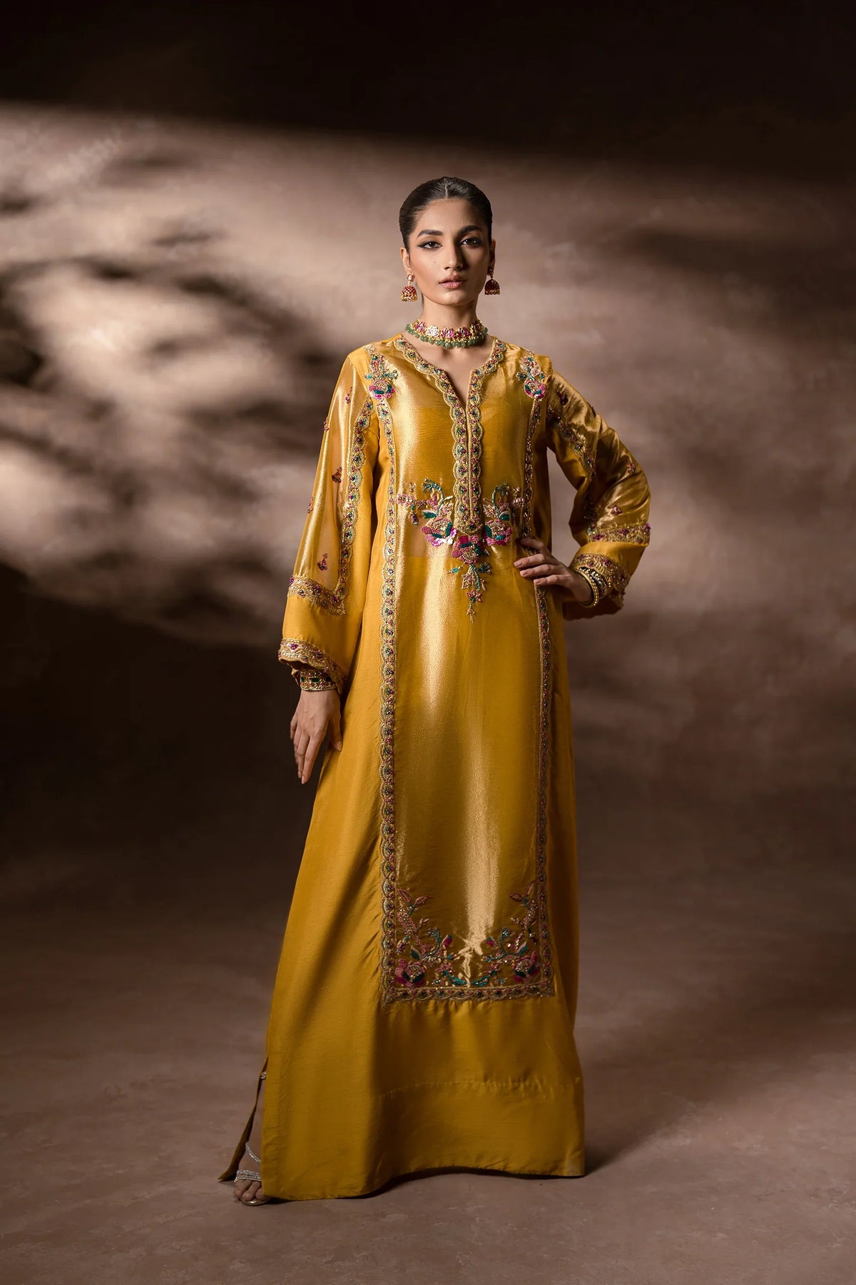 Golden Garden Kaftan Set (D-11) | Flo II '26 | Ammara Khan
