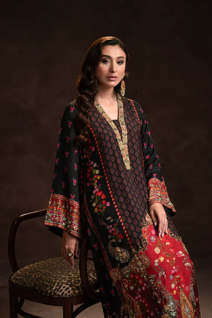 Multi Tassel Black Kaftan (D-01) | Solenne '25 | Ammara Khan