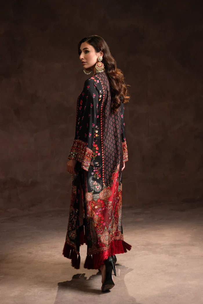 Multi Tassel Black Kaftan (D-01) | Solenne '25 | Ammara Khan