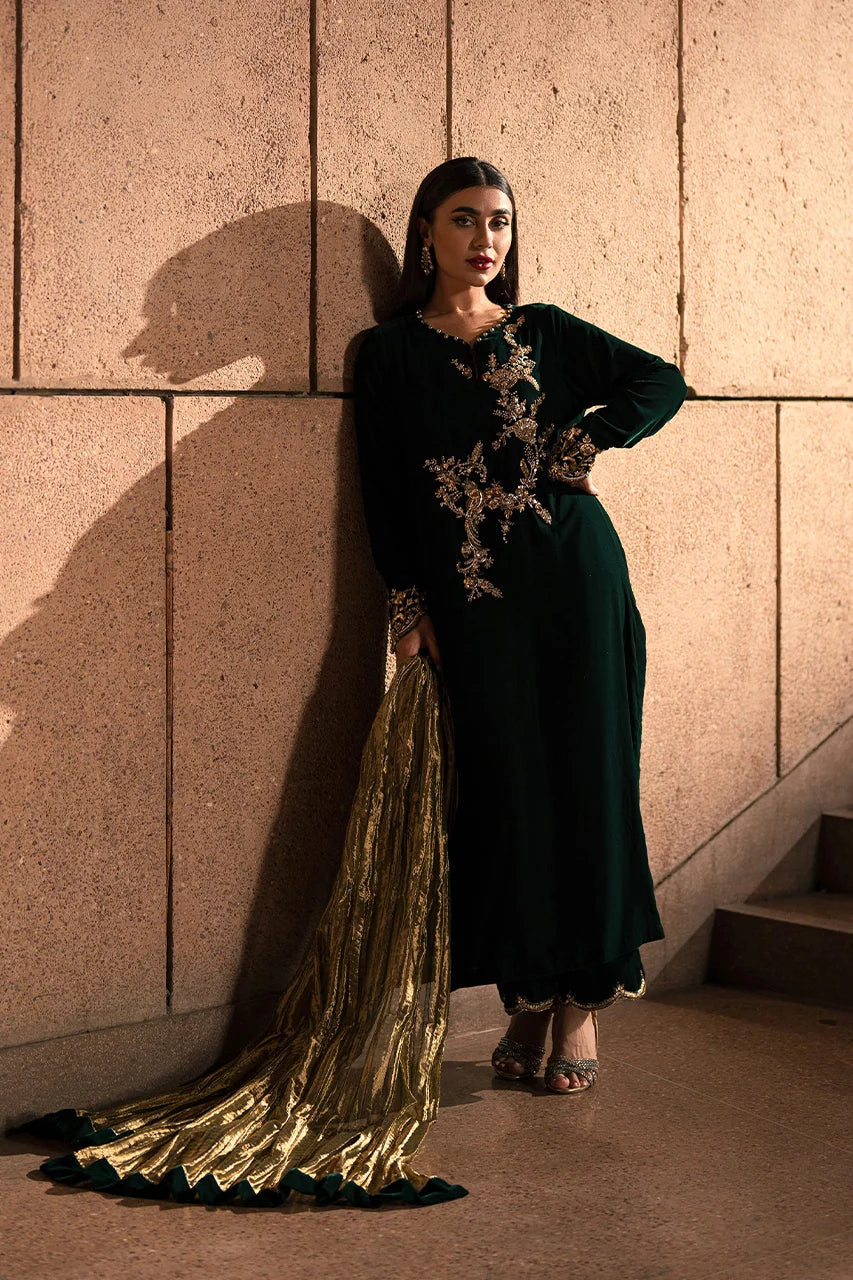Emerald Jewel of the East Velvet Set (D-04) | Rendezvous '24 | Ammara Khan