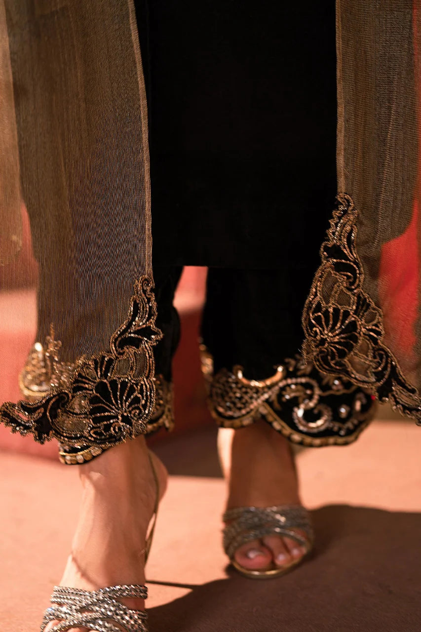 Statement Noir Velvet Set (D-03) | Rendezvous '24 | Ammara Khan
