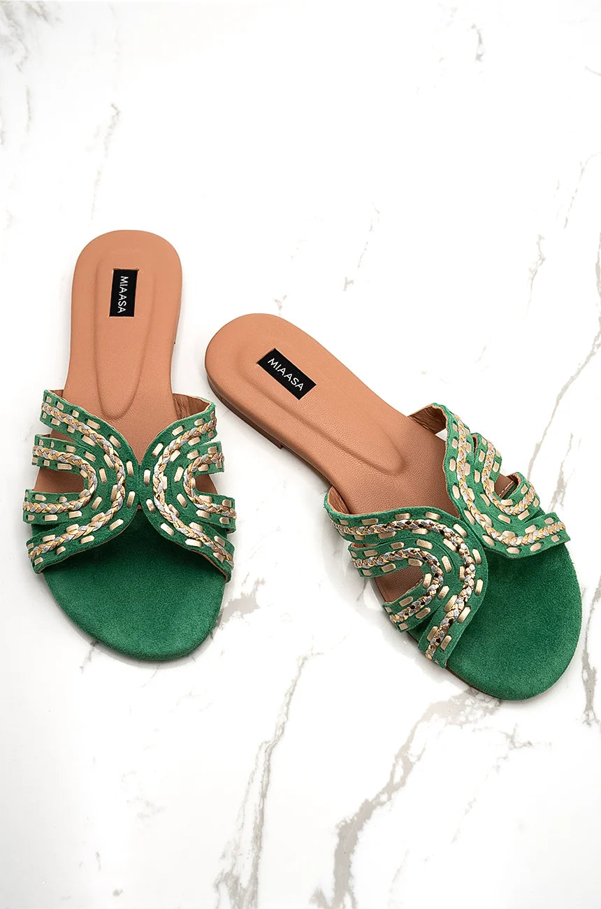 Whipstitch Zee - Green | Miaasa | Footwear