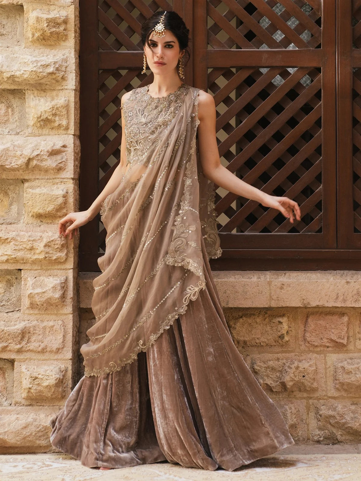 BLOUSE, SHARARA & DRAPED DUPATTA | DEMI COUTURE | MISHA LAKHANI