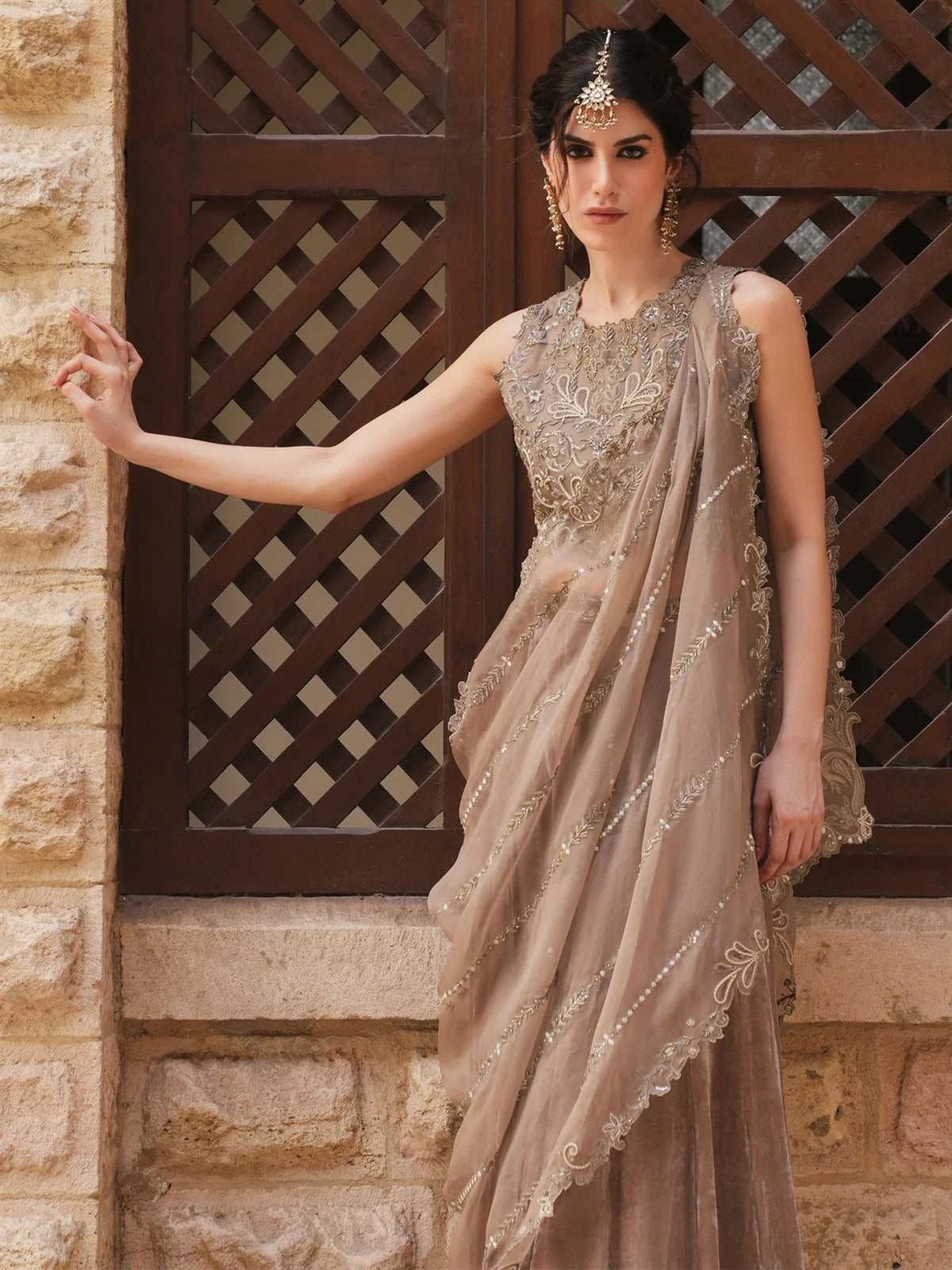 BLOUSE, SHARARA & DRAPED DUPATTA | DEMI COUTURE | MISHA LAKHANI