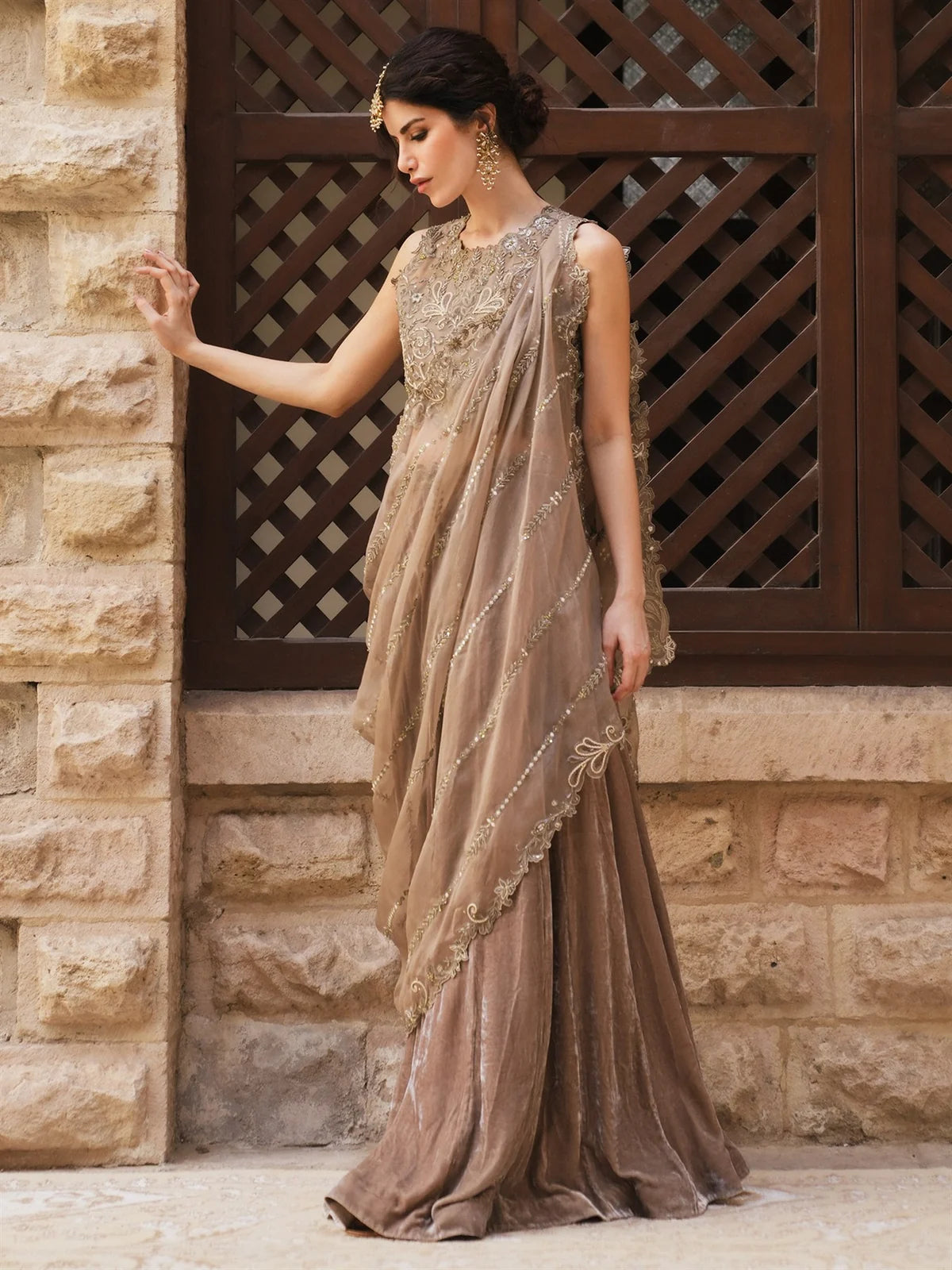 BLOUSE, SHARARA & DRAPED DUPATTA | DEMI COUTURE | MISHA LAKHANI