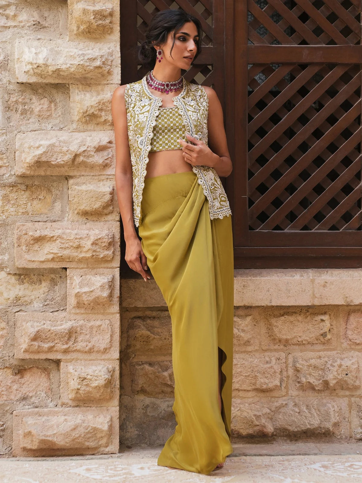 KOTI, BLOUSE & NIKHAR SKIRT | DEMI COUTURE | MISHA LAKHANI