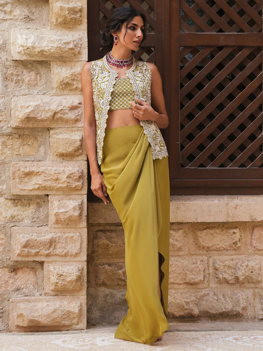 KOTI, BLOUSE & NIKHAR SKIRT | DEMI COUTURE | MISHA LAKHANI