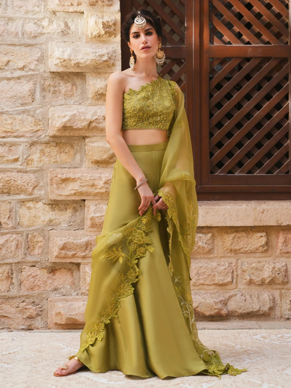 OFF SHOULDER BLOUSE, LOLITA SKIRT & DUPATTA | DEMI COUTURE | MISHA LAKHANI