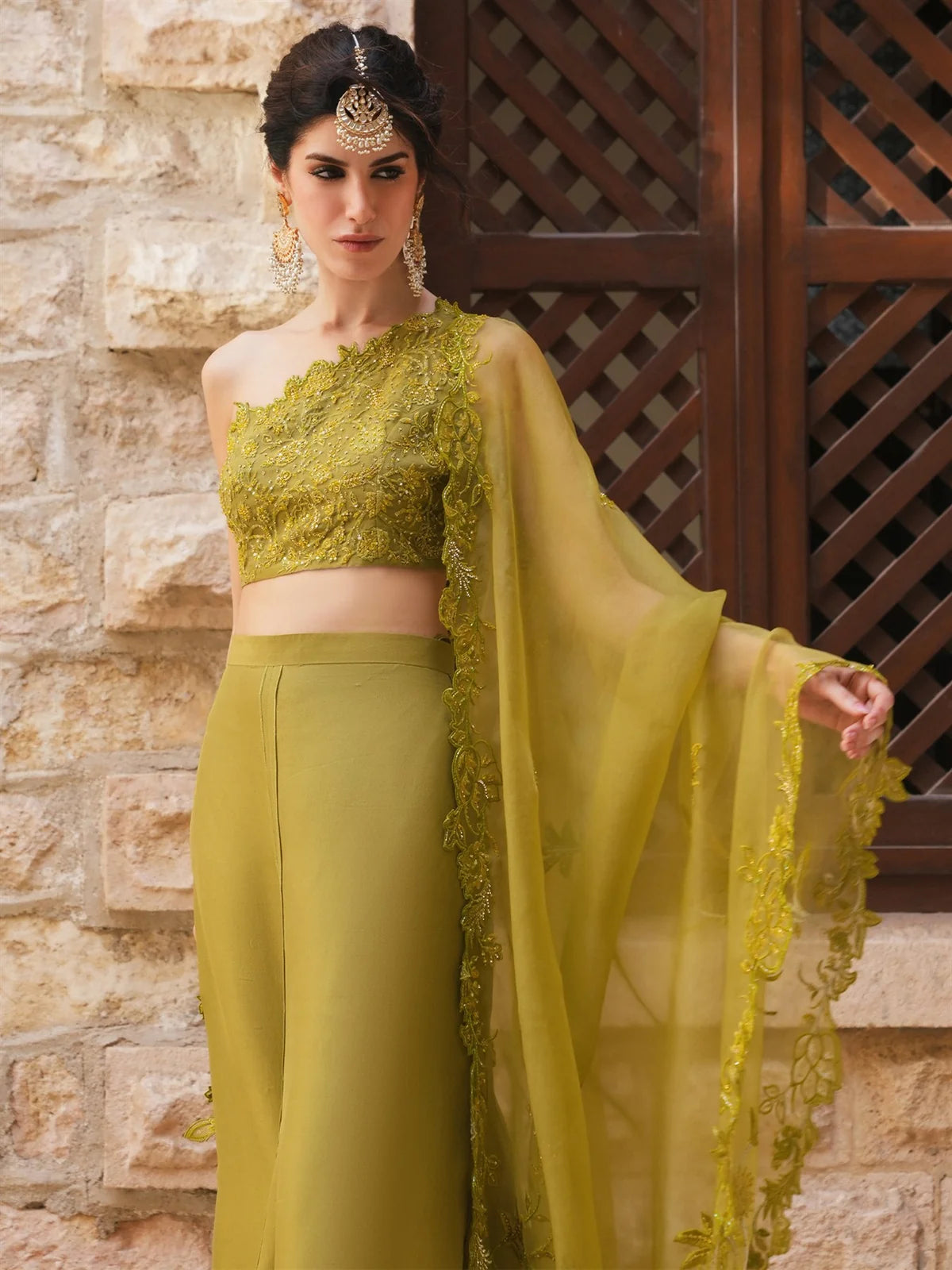 OFF SHOULDER BLOUSE, LOLITA SKIRT & DUPATTA | DEMI COUTURE | MISHA LAKHANI