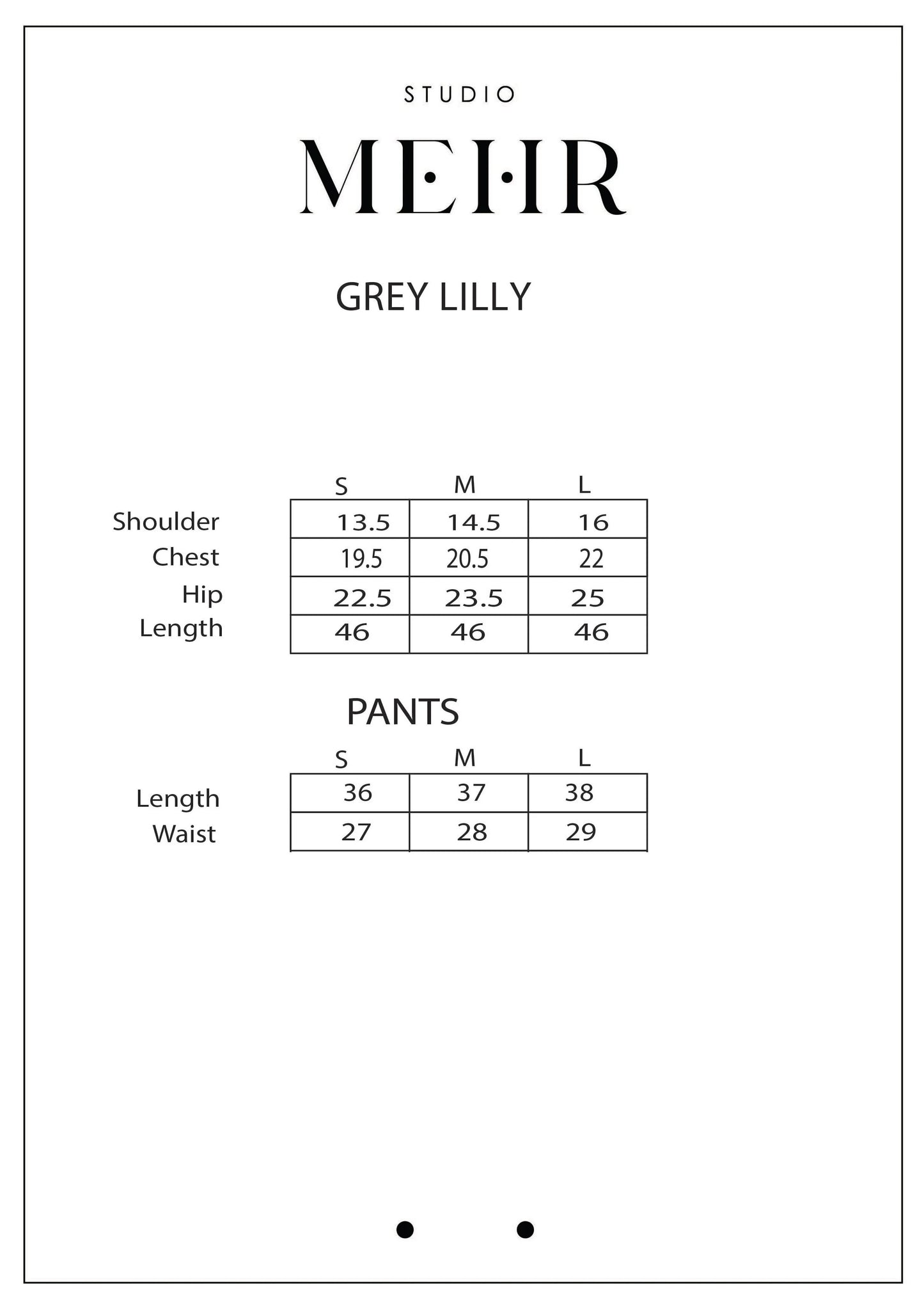 GREY LILY MATCHING SET | Studio Mehr