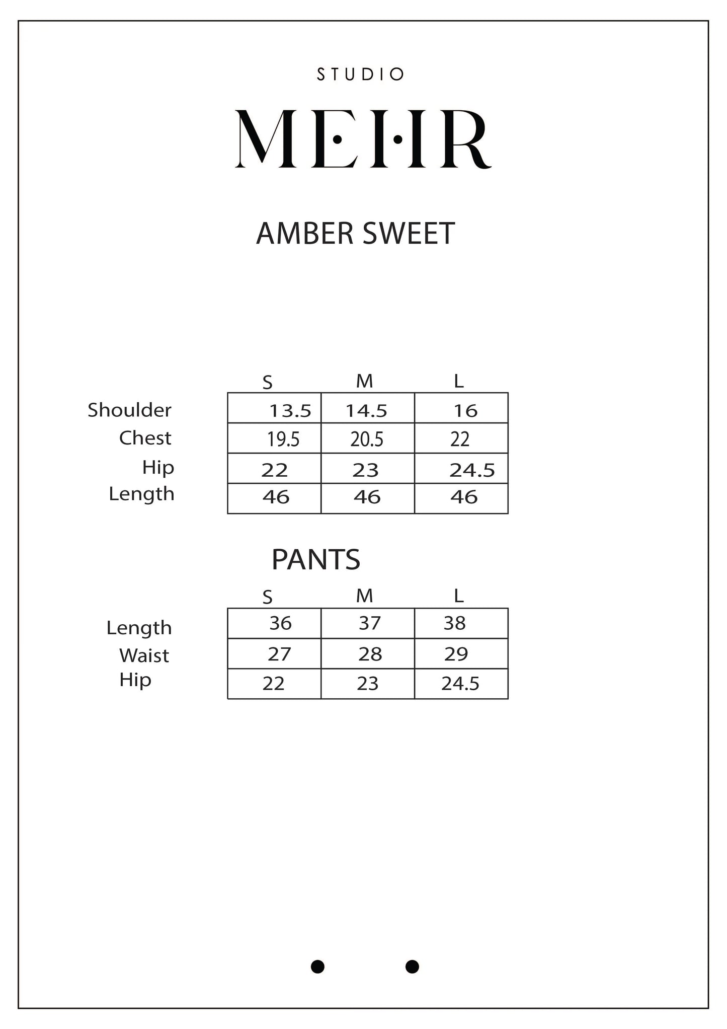 AMBER SWEET MATCHING SET | Studio Mehr