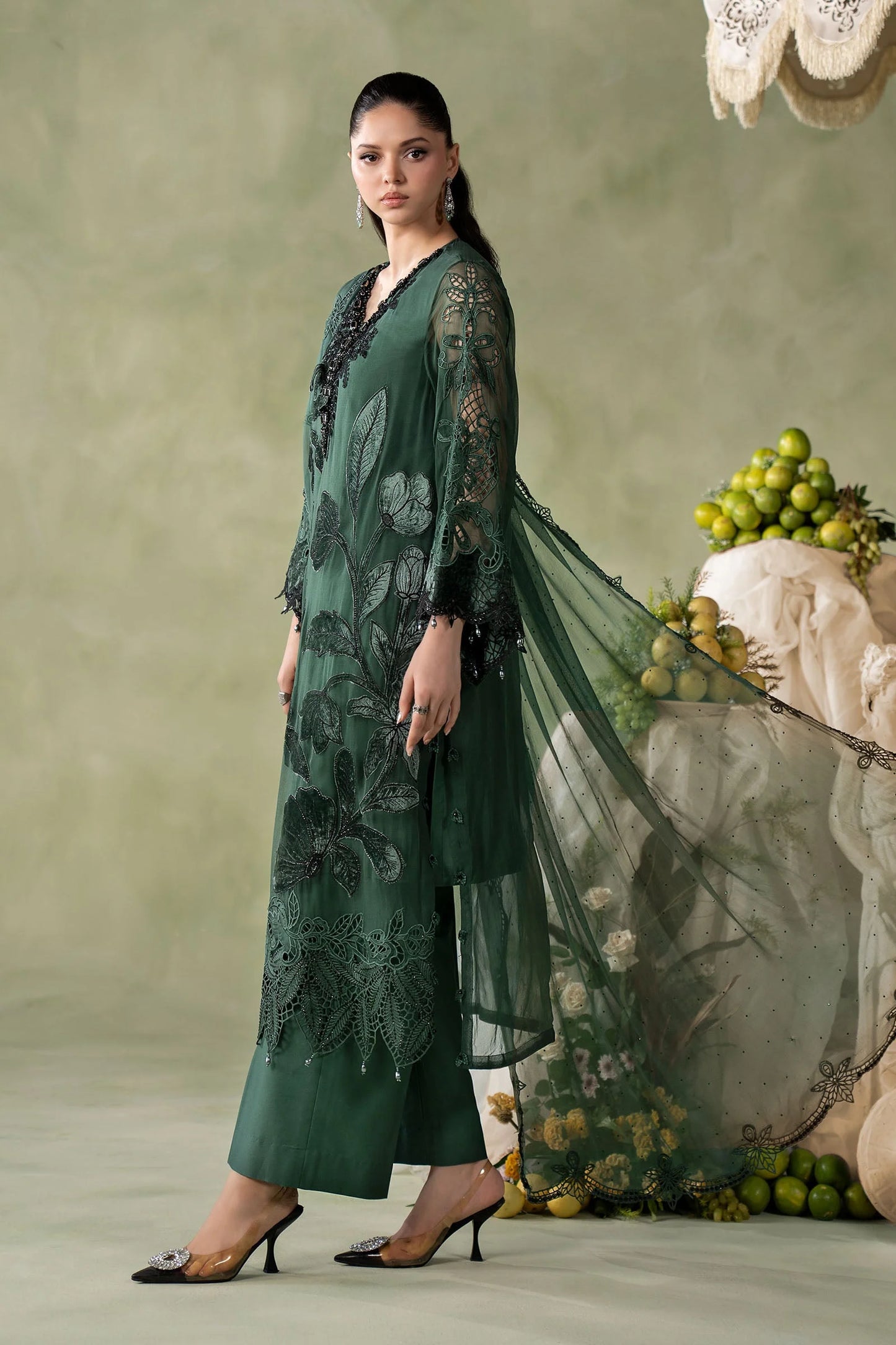 MCS-26-207-Pine Green | Stitched Chiffon Collection ‘26 | MARIA.B