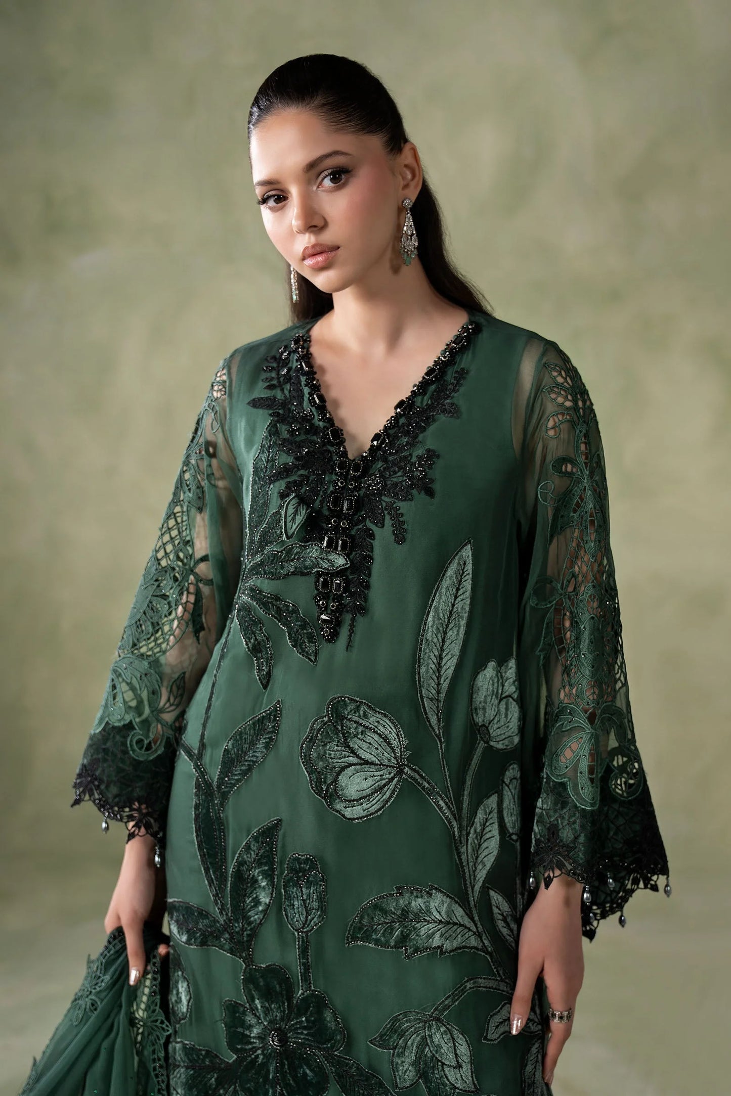 MCS-26-207-Pine Green | Stitched Chiffon Collection ‘26 | MARIA.B