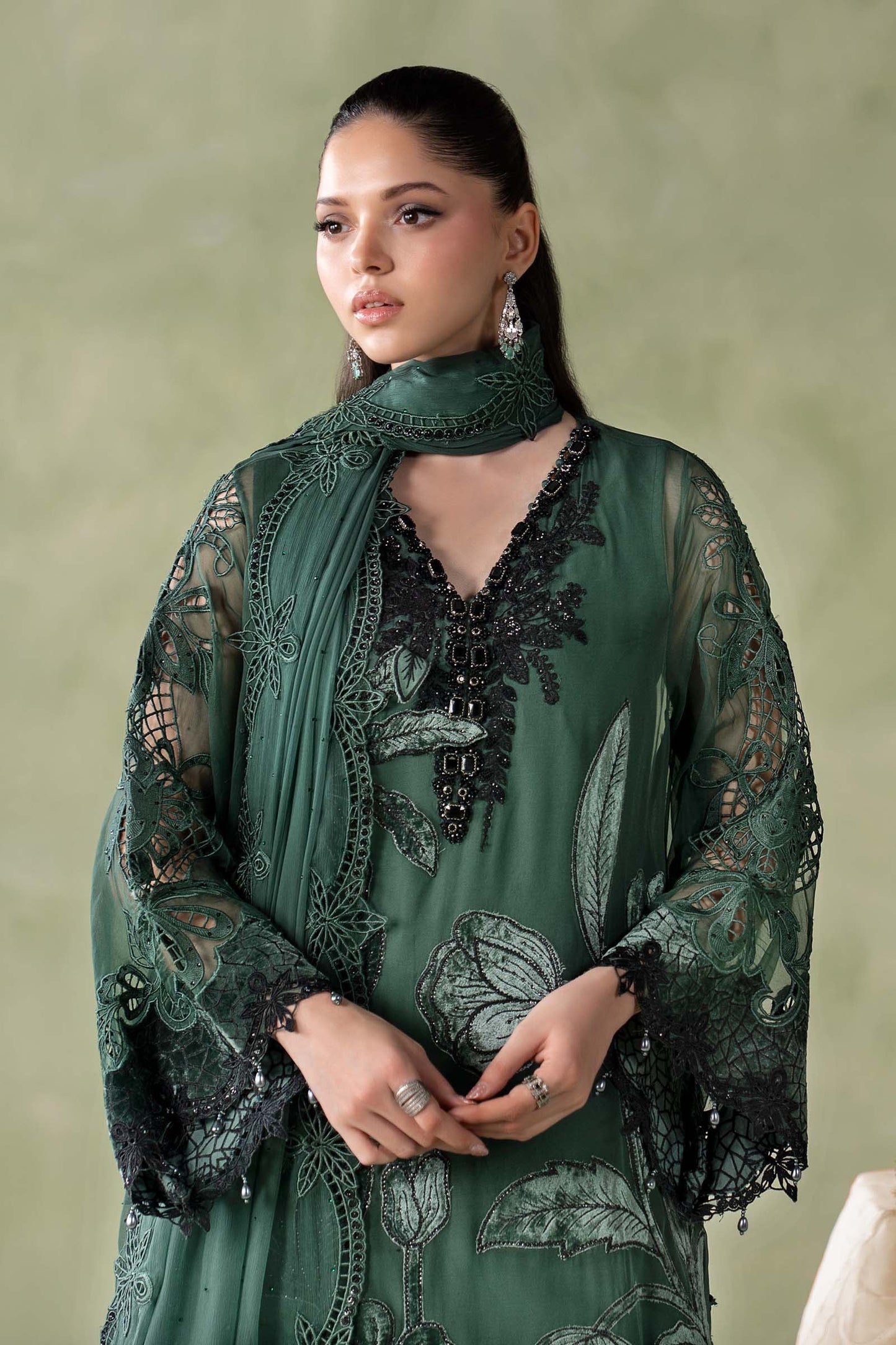 MCS-26-207-Pine Green | Stitched Chiffon Collection ‘26 | MARIA.B