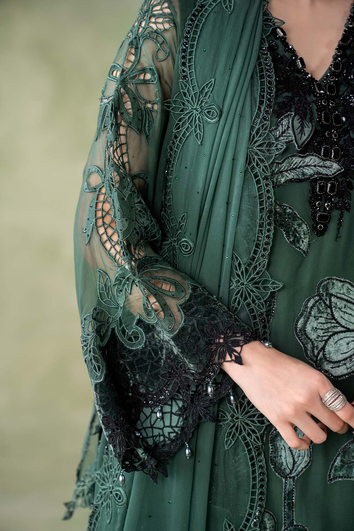 MCS-26-207-Pine Green | Stitched Chiffon Collection ‘26 | MARIA.B