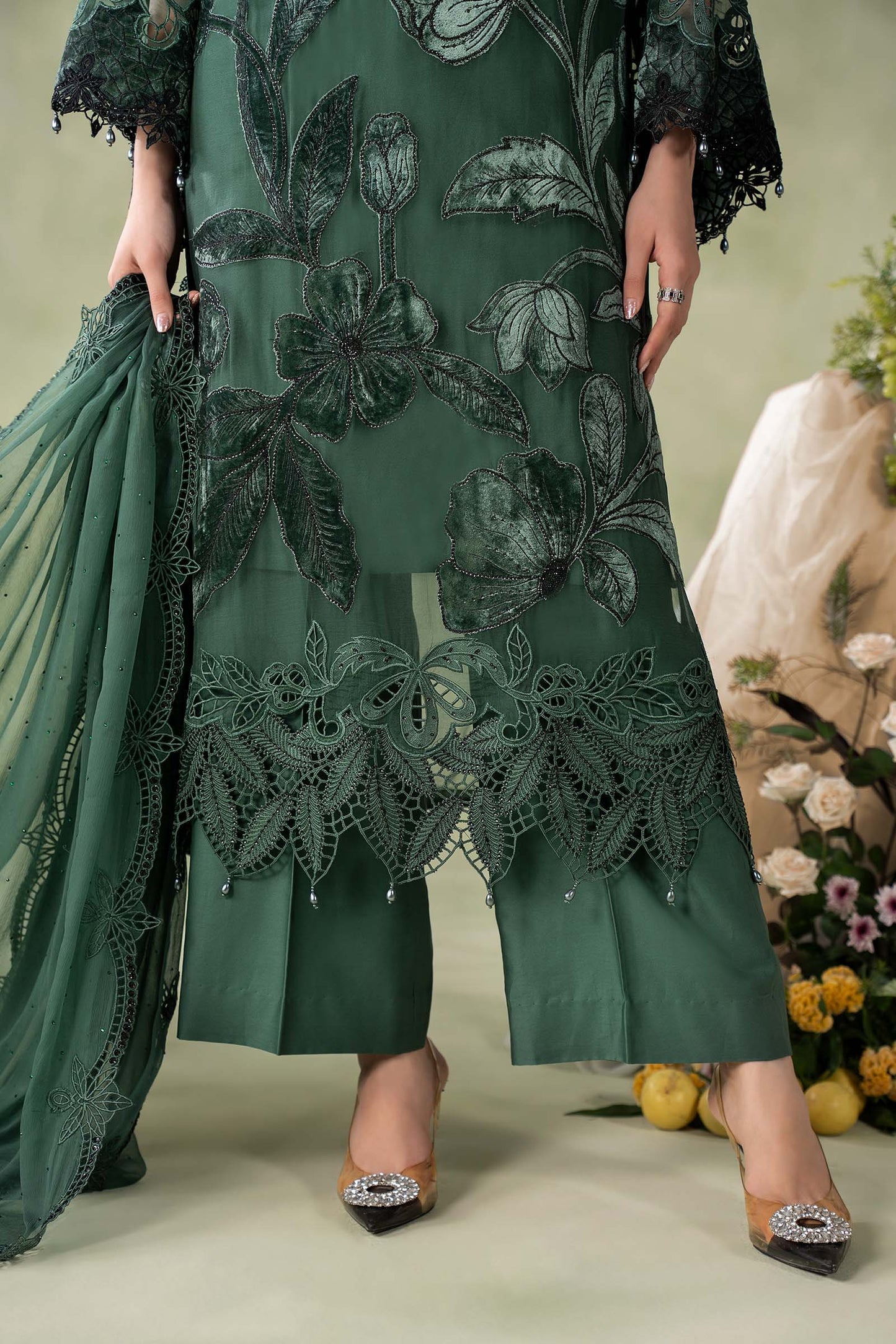 MCS-26-207-Pine Green | Stitched Chiffon Collection ‘26 | MARIA.B