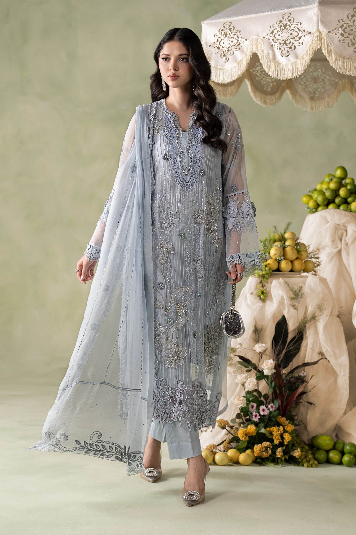 MCS-26-206-Muted Blue | Stitched Chiffon Collection ‘26 | MARIA.B