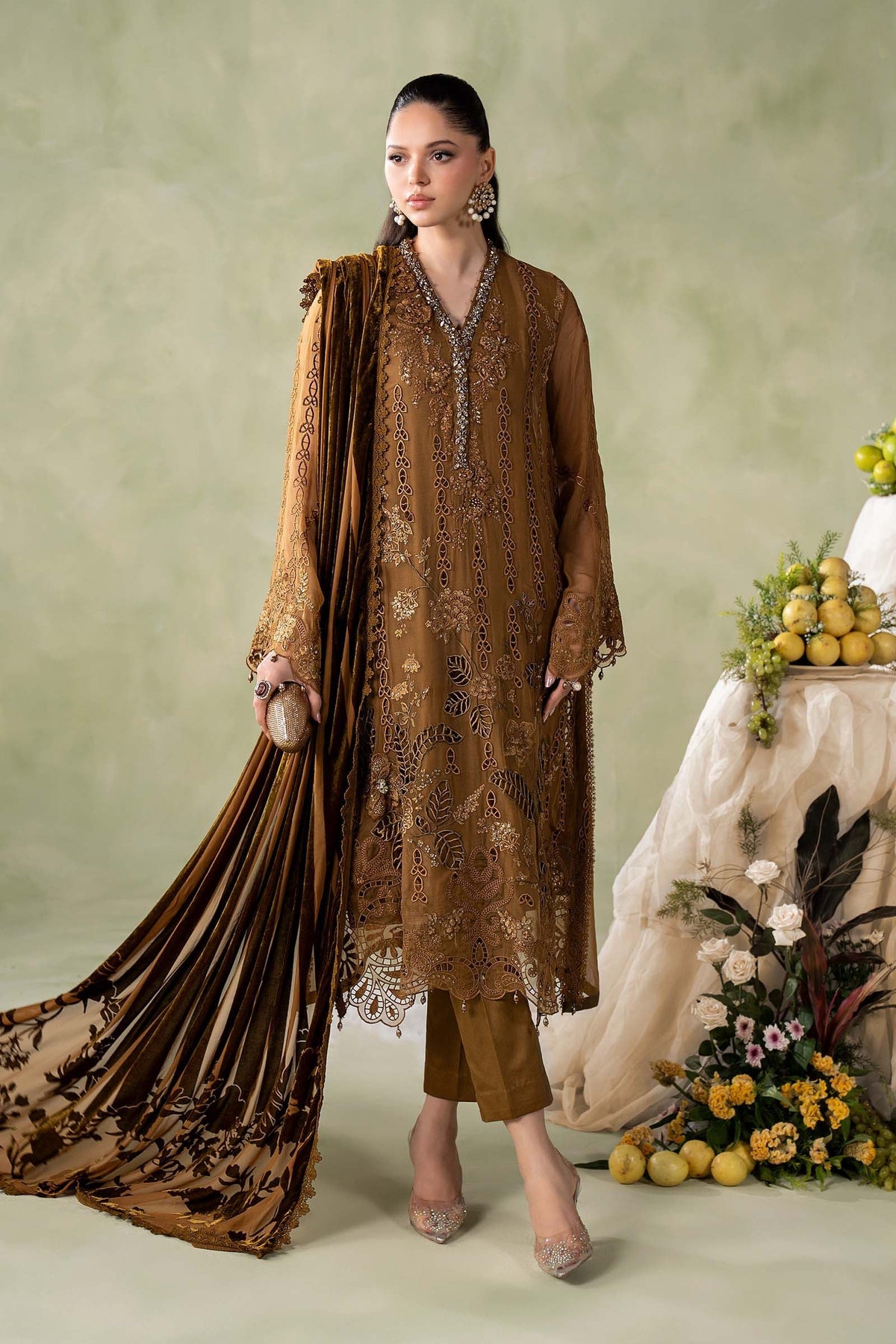 MCS-26-205-Mustard | Stitched Chiffon Collection ‘26 | MARIA.B