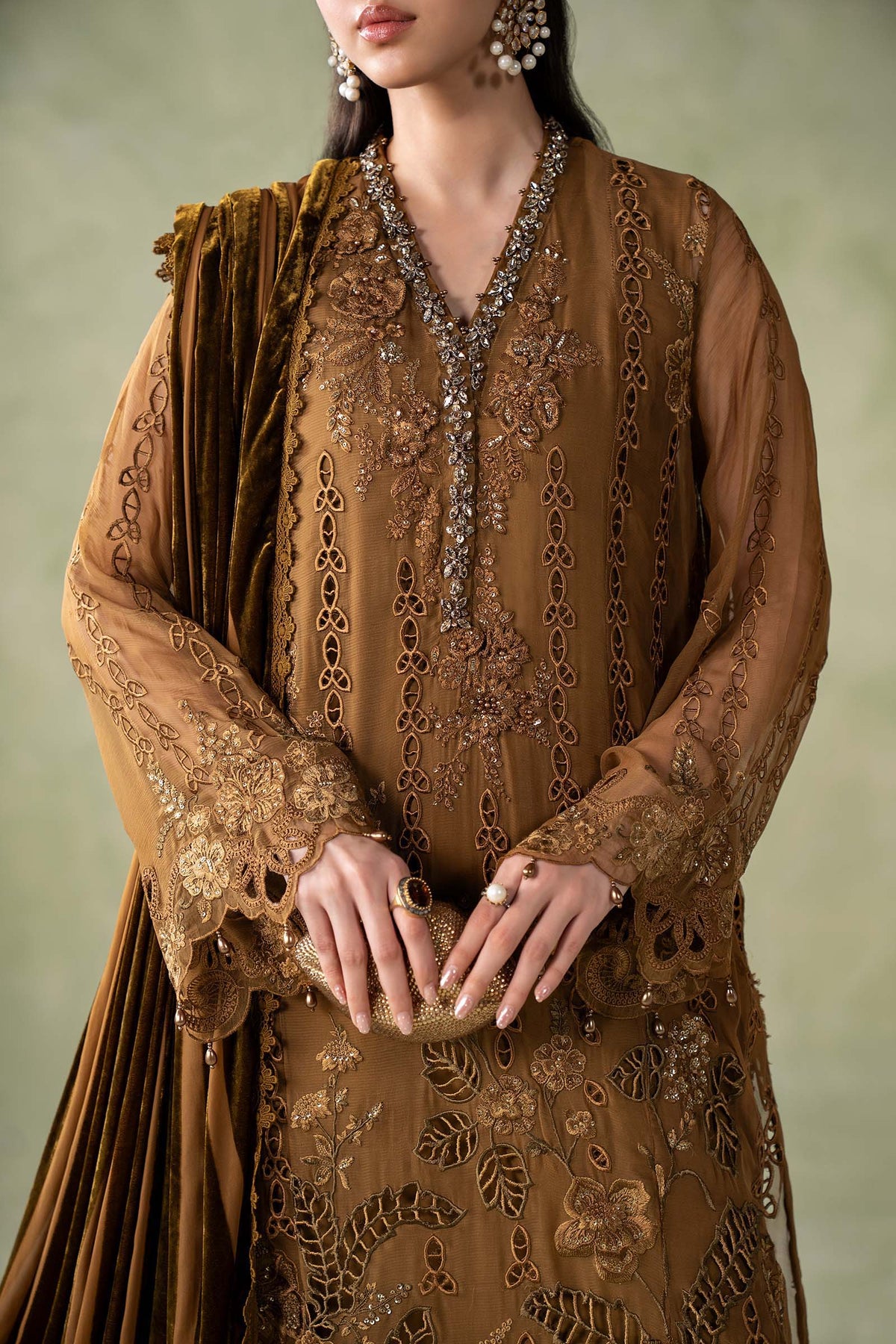 MCS-26-205-Mustard | Stitched Chiffon Collection ‘26 | MARIA.B