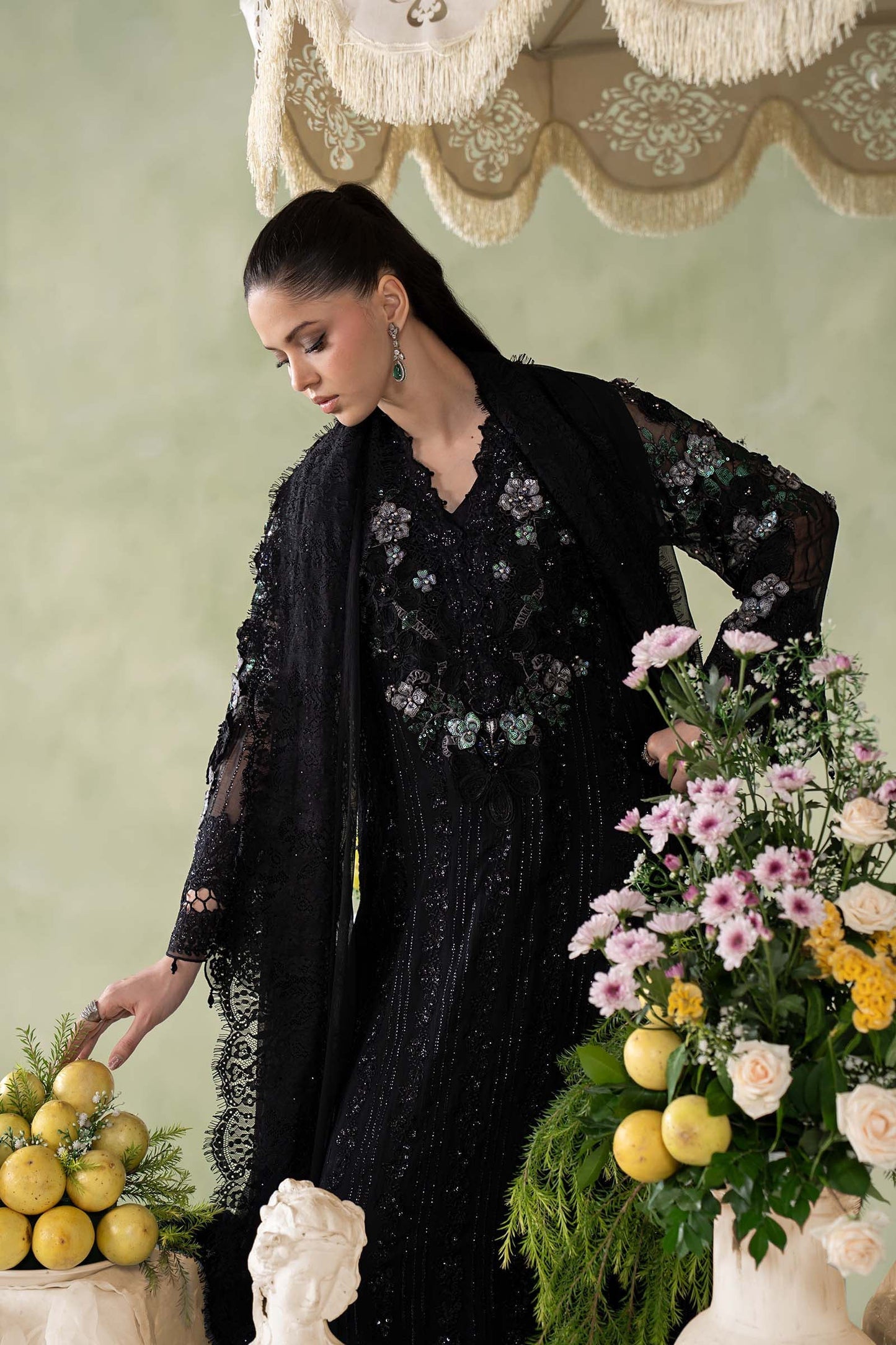 MCS-26-204-Black | Stitched Chiffon Collection ‘26 | MARIA.B