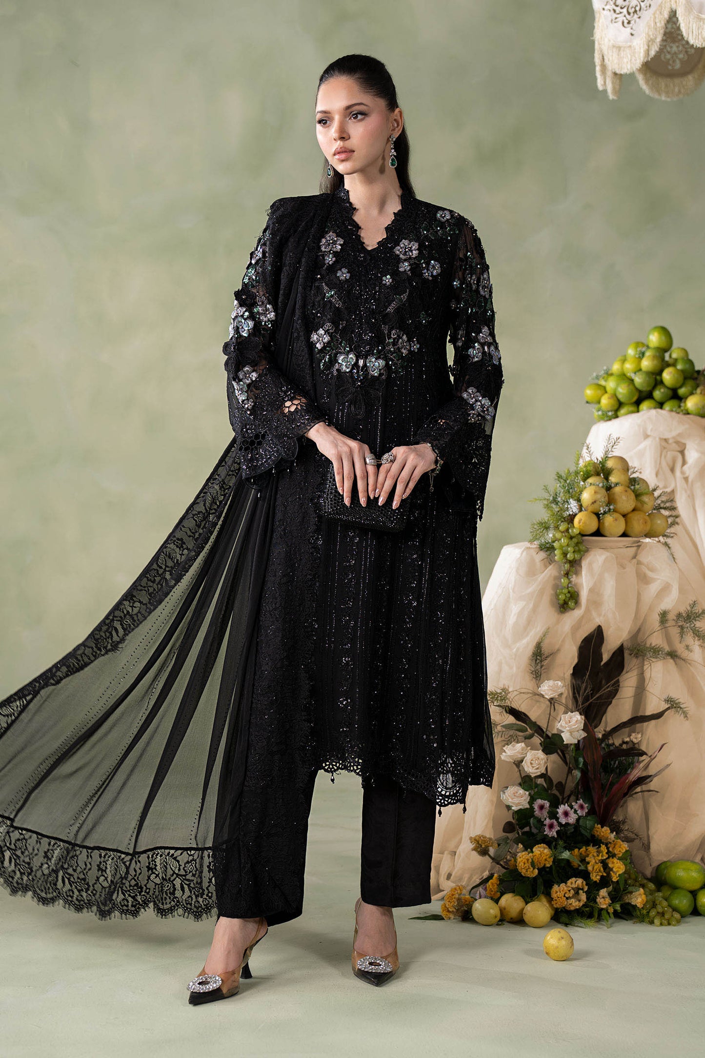 MCS-26-204-Black | Stitched Chiffon Collection ‘26 | MARIA.B