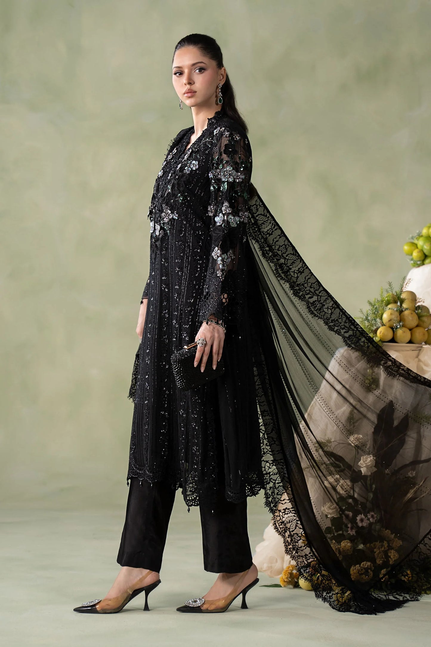 MCS-26-204-Black | Stitched Chiffon Collection ‘26 | MARIA.B