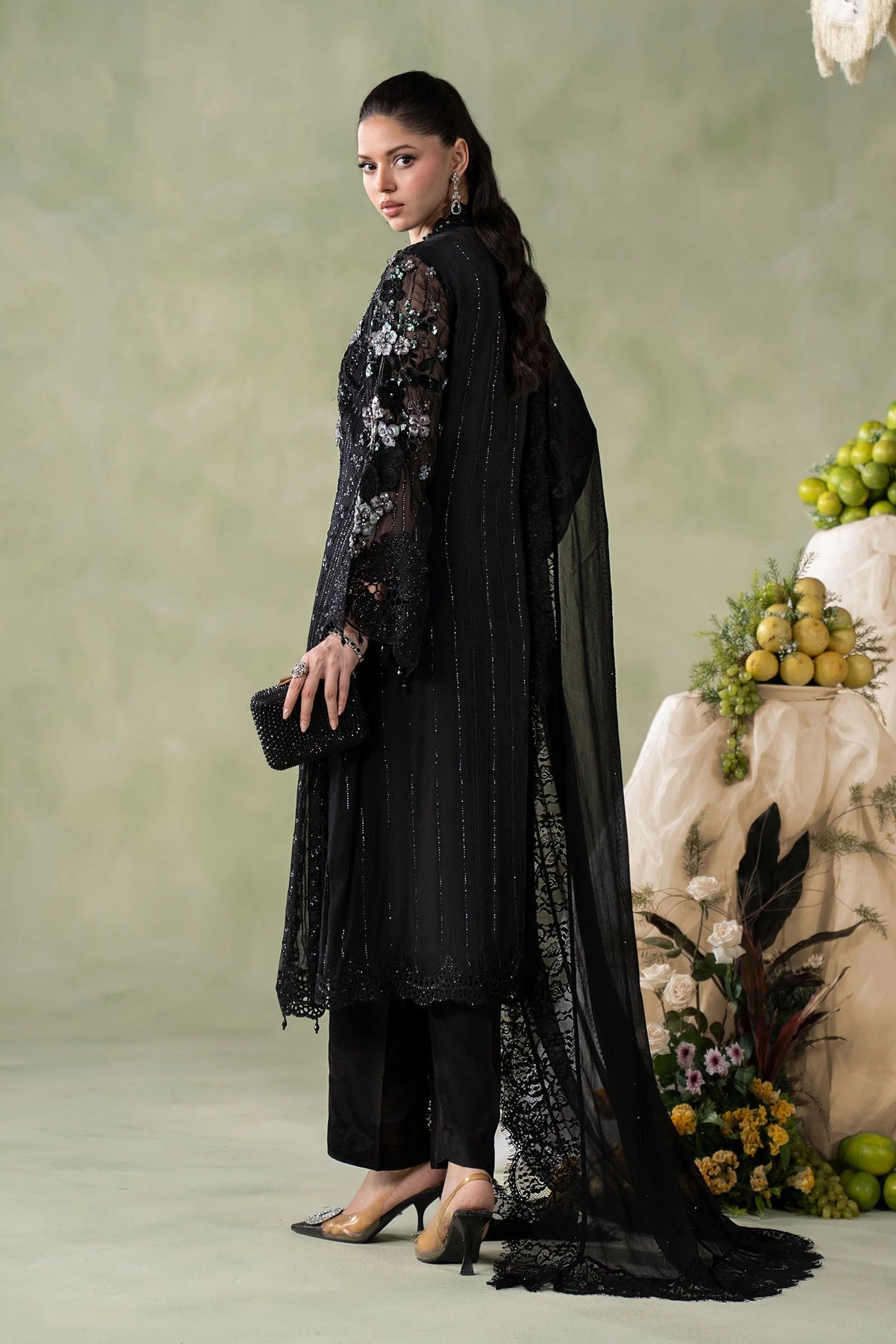 MCS-26-204-Black | Stitched Chiffon Collection ‘26 | MARIA.B