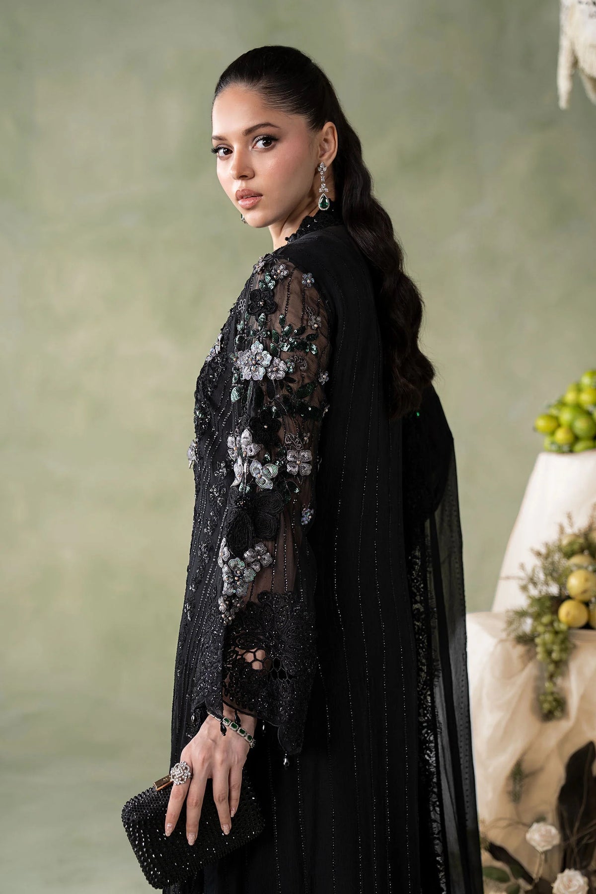 MCS-26-204-Black | Stitched Chiffon Collection ‘26 | MARIA.B