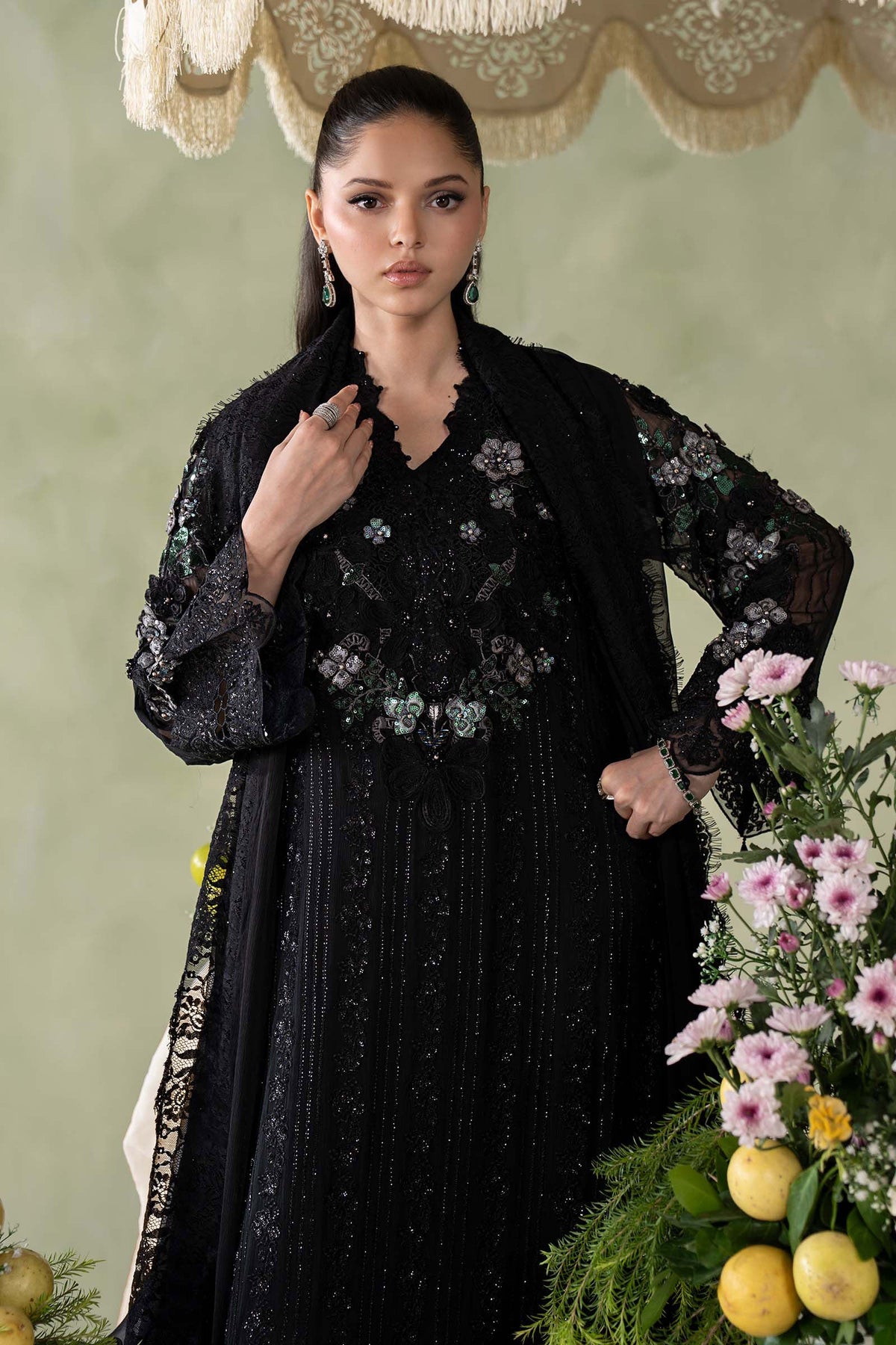MCS-26-204-Black | Stitched Chiffon Collection ‘26 | MARIA.B