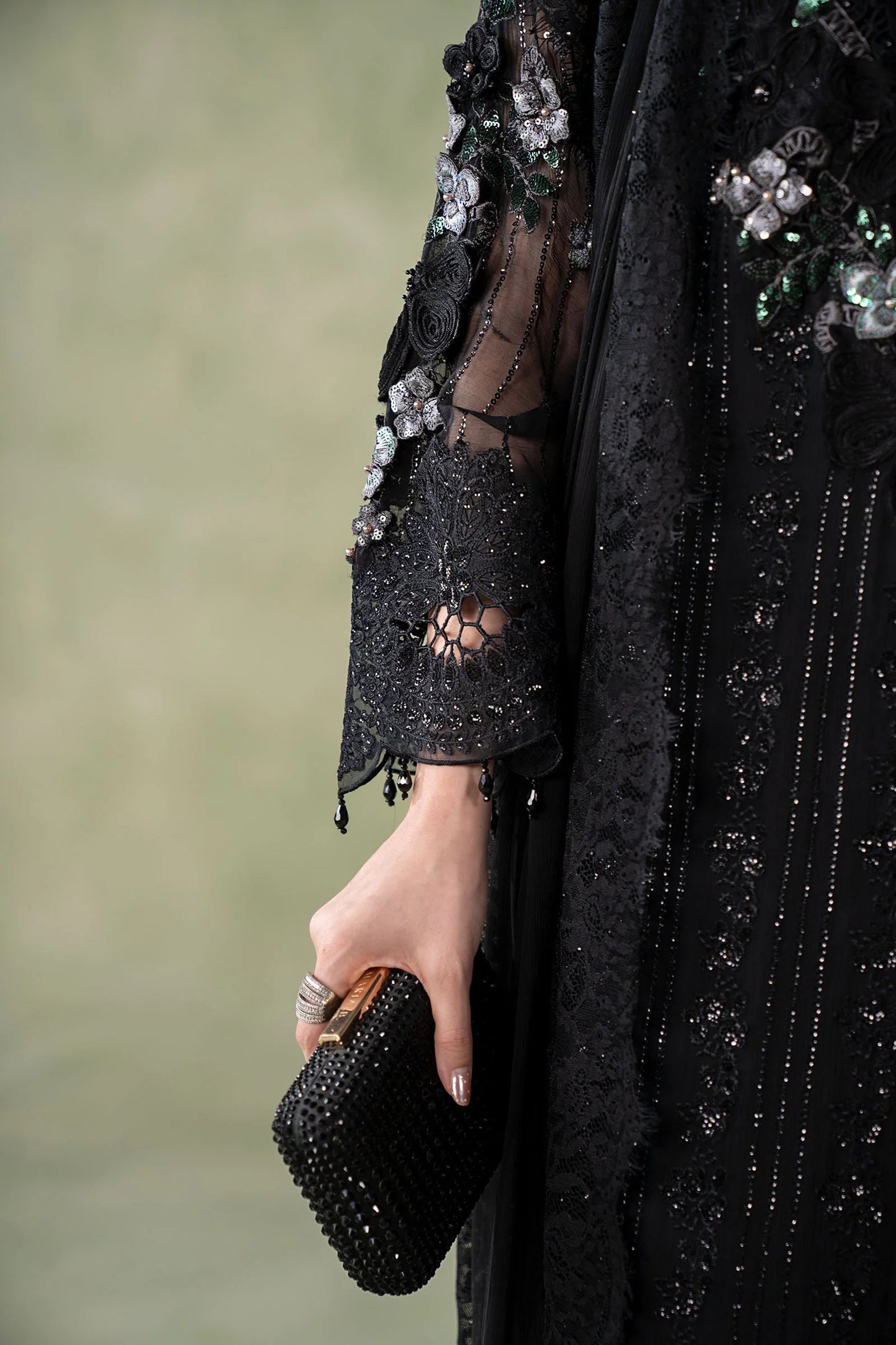 MCS-26-204-Black | Stitched Chiffon Collection ‘26 | MARIA.B