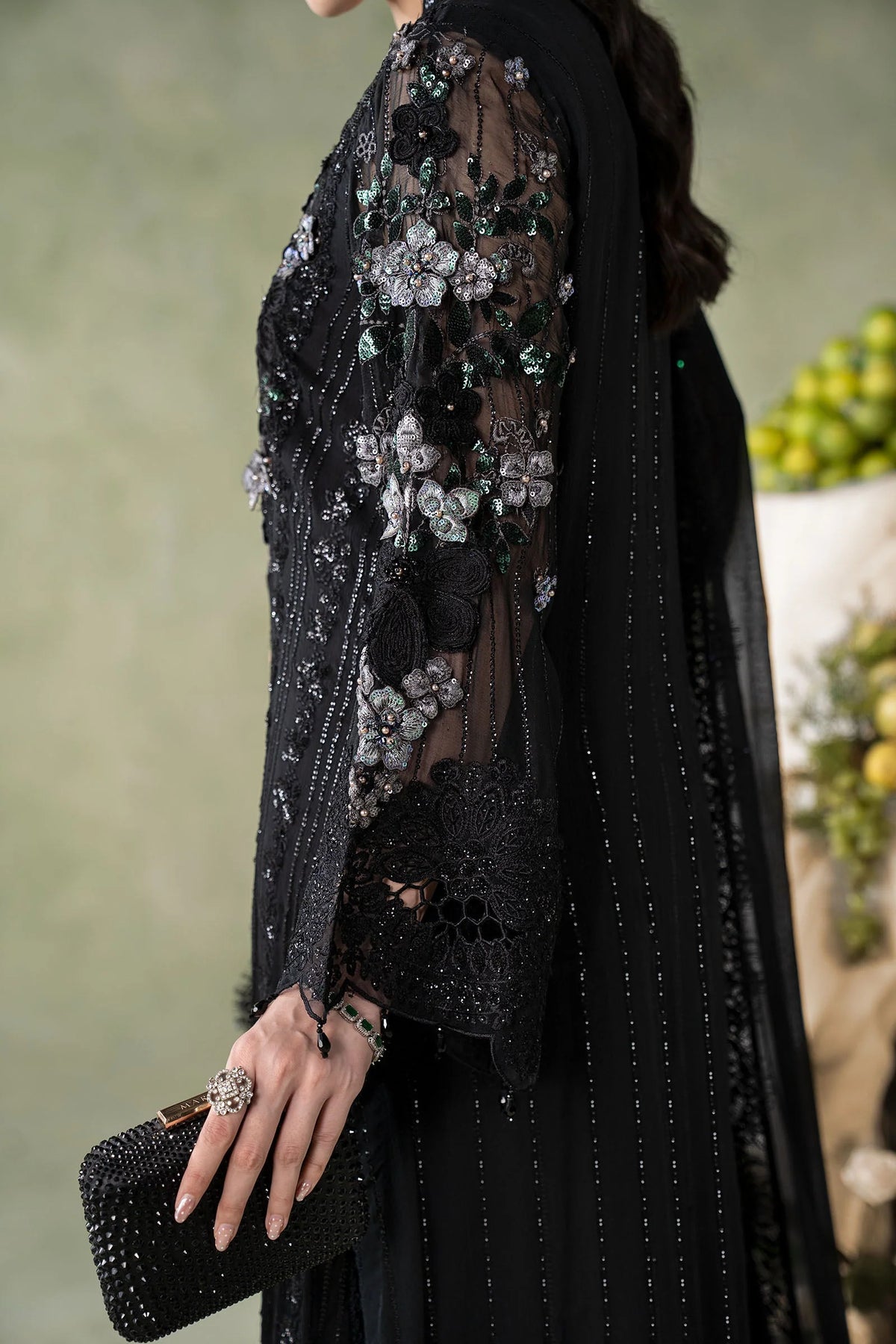 MCS-26-204-Black | Stitched Chiffon Collection ‘26 | MARIA.B