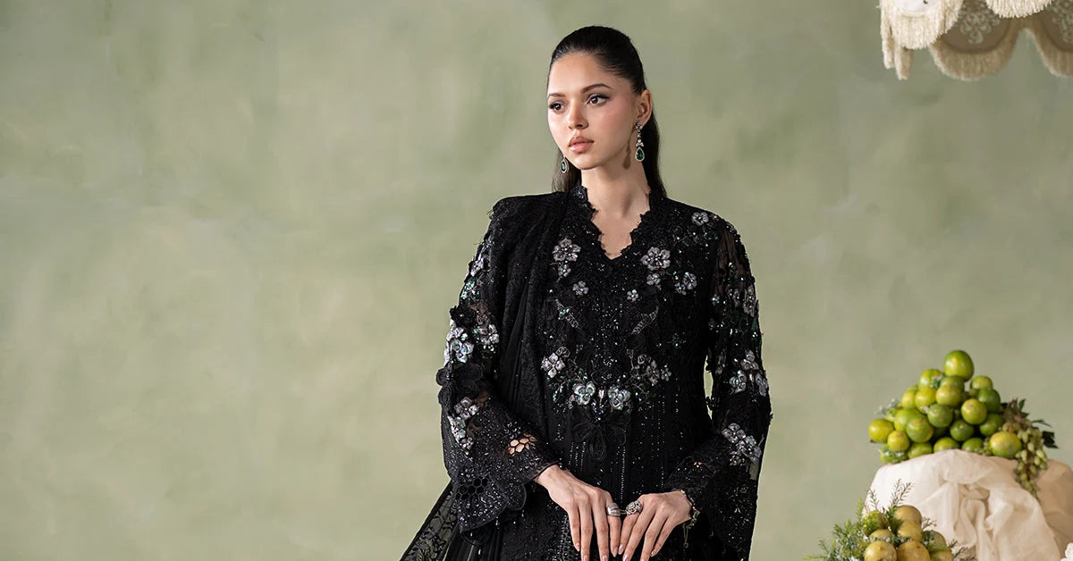 MCS-26-204-Black | Stitched Chiffon Collection ‘26 | MARIA.B
