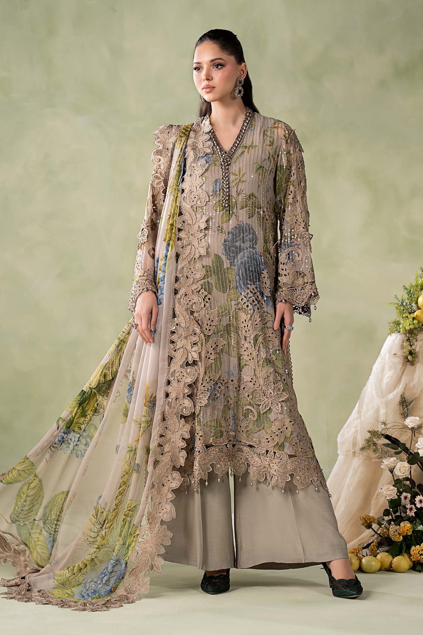 MCS-26-203-Warm Beige | Stitched Chiffon Collection ‘26 | MARIA.B