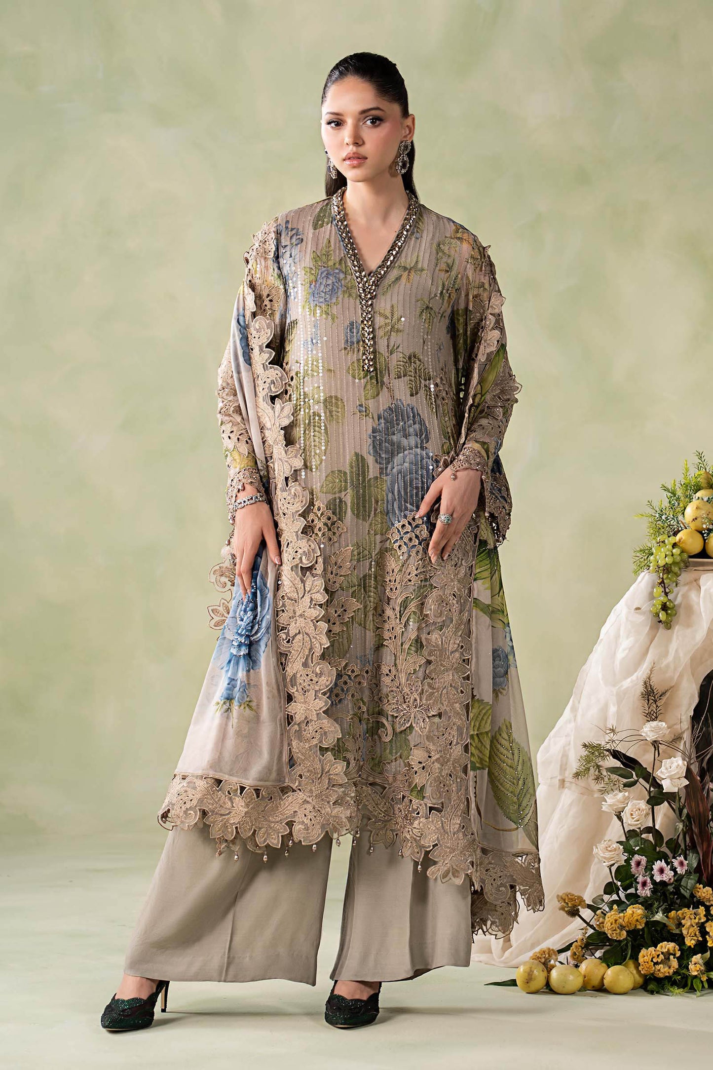 MCS-26-203-Warm Beige | Stitched Chiffon Collection ‘26 | MARIA.B