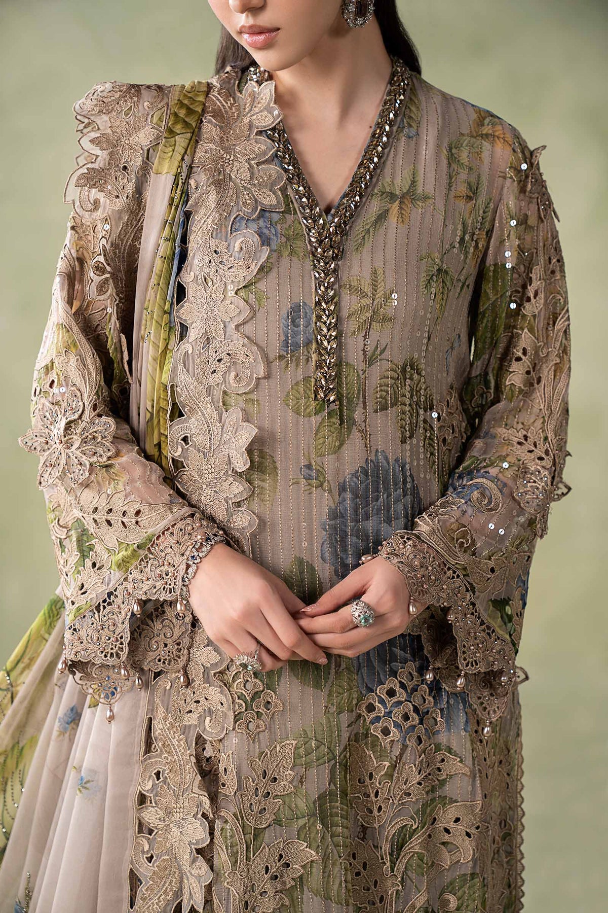 MCS-26-203-Warm Beige | Stitched Chiffon Collection ‘26 | MARIA.B